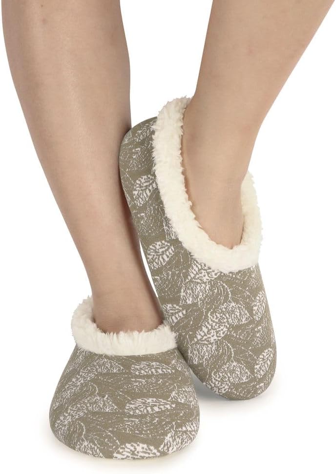 Snoozies Botanical Leaves House Slippers for Women Indoor Non Slip Cozy Bedroom Shoes Fuzzy Slipper Socks - Image 2