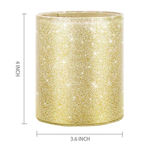 Image of Gold Pencil Holder, Decorative Pens Holder for Desk, Makeup Brushes Organizer for Table, Large Pu Leather Multi-Functional Organizer Cup for Office, Classroom, Home, Champagne Gold
