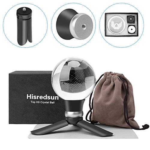Kioneer 80mm Clear Crystal Ball with Stand, Magic Lens Ball Decoration Ornaments for Home, Party,photograph 3.14in with Black Gift box?8cm?metal stand?