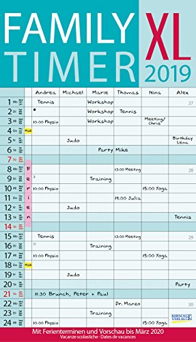 XL Family Timer 239619 2019: Familienplaner mit 6 breiten Spalten. Hochwertiger Familienkalender mit XL Family Timer 239619 2019: Familienplaner mit 6 breiten Spalten. Hochwertiger Familienkalender mit