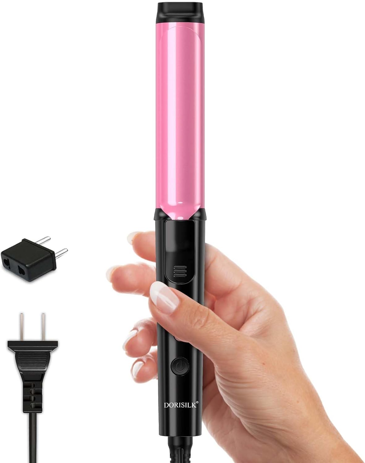 DORISILK Small Barrel Curling Iron for Short and Medium Hair?1 Inch Mini Curling Iron Travel Size?Dual Voltage Curling Iron for European and International Voltage?Eeramic Curling Wand