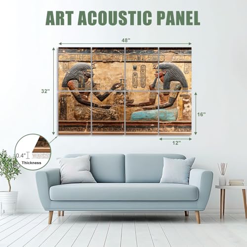 8 Paneles Acústicos Decorativos Absorbentes de Sonido de Mural Egipcio Antiguo 48"x32" Pack de 8 miniatura 2