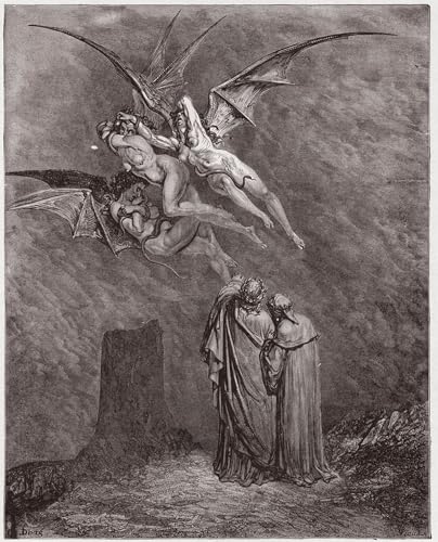 Tableau Toile Gustave Doré Divine Comédie Affiche Art 60x90cm