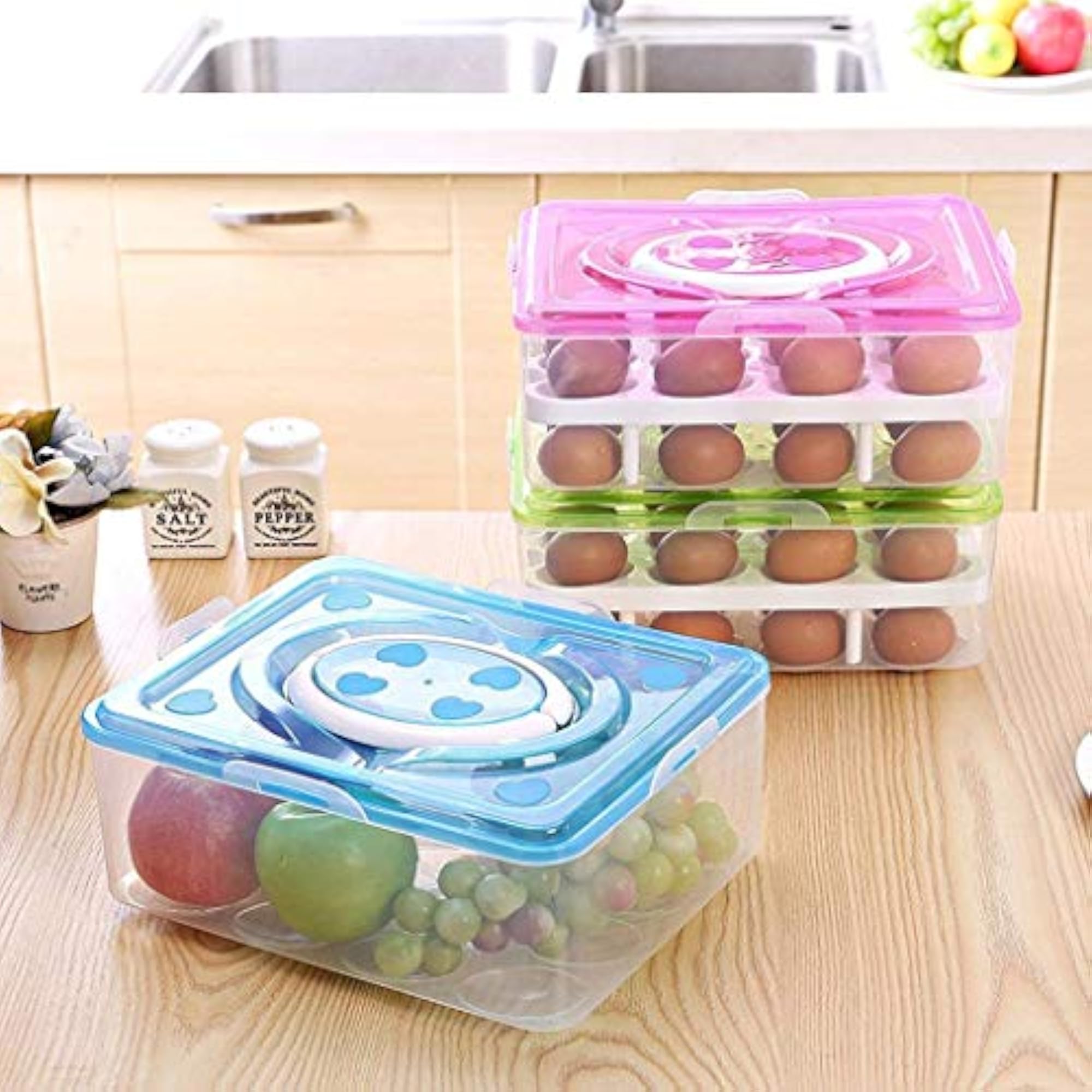 Double Layer Egg Storage Box with Lid