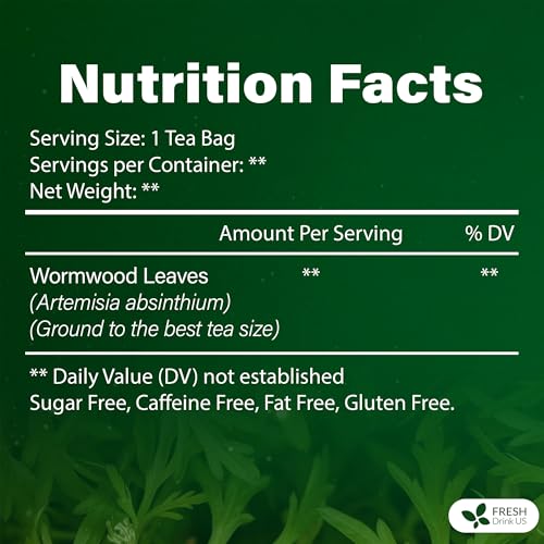 Image of FreshDrinkUS, Premium Wormwood Tea - 135 Tea Bags - Handcrafted Herbal Blend, Caffeine-Free - Smooth Taste & Naturally Refreshing.