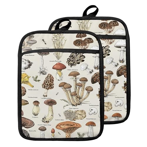 GOOZHO Mushroom Pot Holders with Pockets, Vintage...