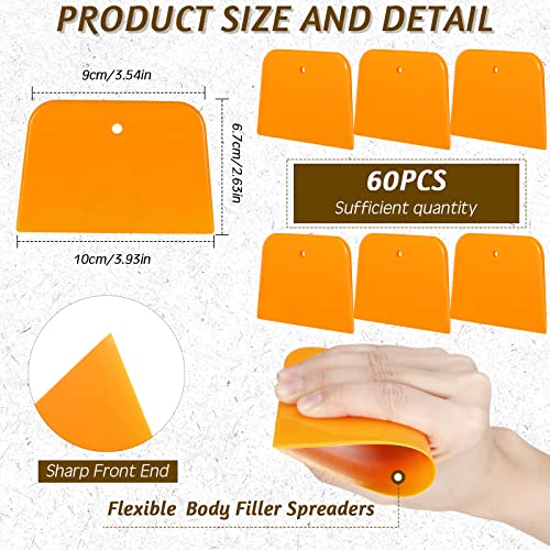 Image of Frienda 60 Pcs Body Filler Spreaders Plastic Tools for Automotive Applying Putties Glazes Caulks and Paint (3.5 x 2.6 x 3.9 in)
