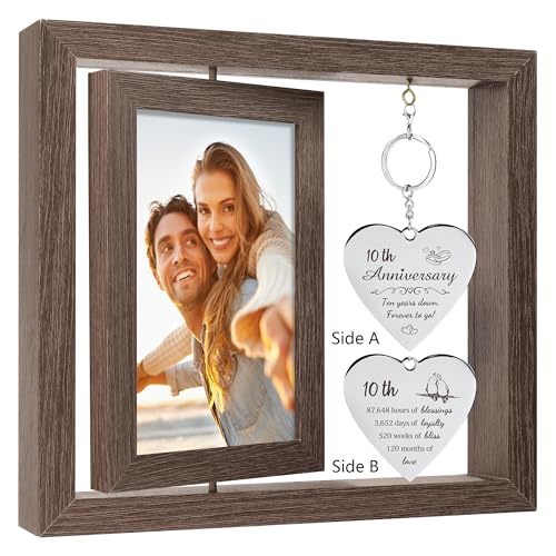10 Year Anniversary Picture Frame Gifts for Couple 10 Year Anniversary Decorations Gifts for Wife 10 Year Gift Anniversary Customized Photo Frame Happy 10th Aniversario Decorations Gift for Him