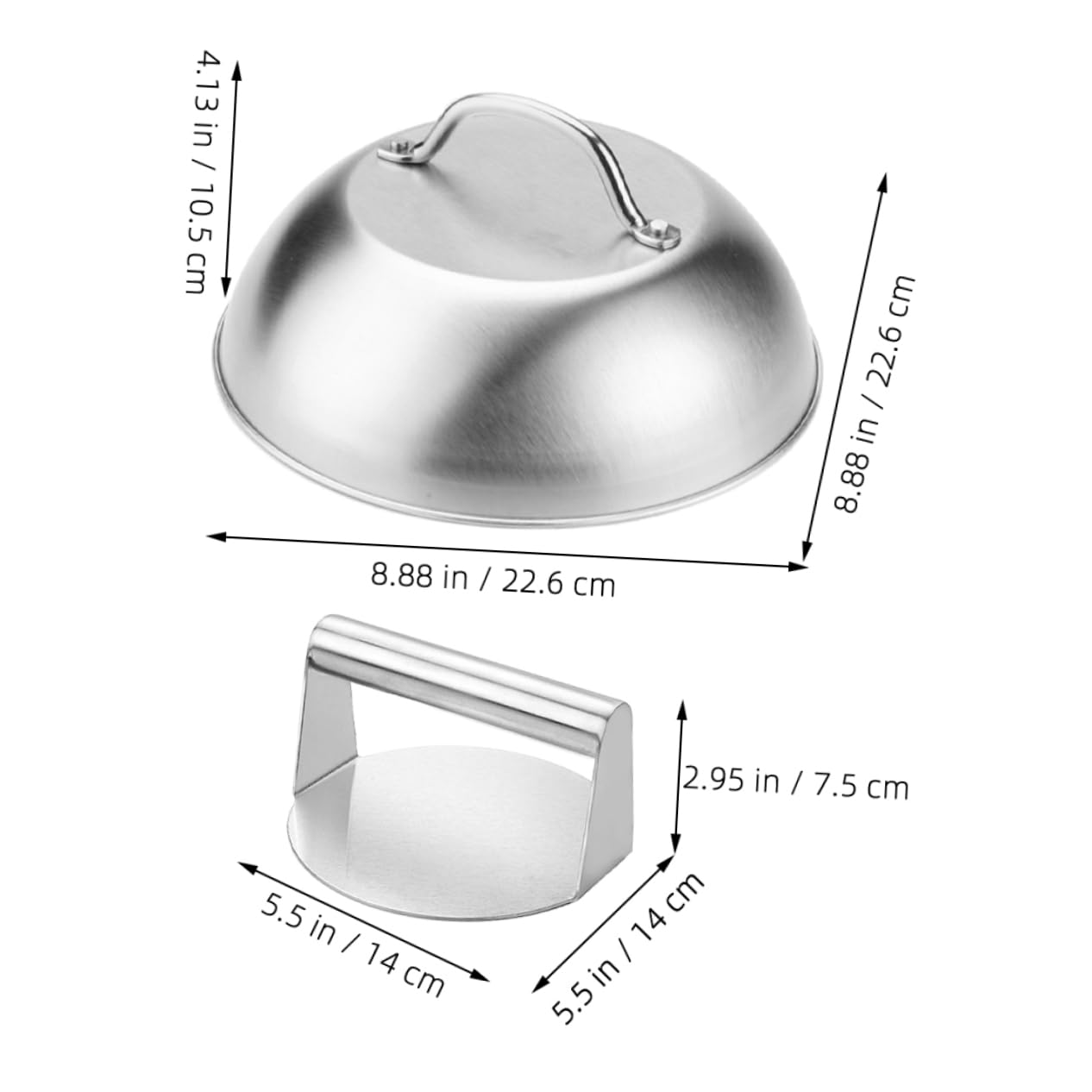 Unomor 1Set Stainless Steel Meat Presser with Cover Burger Patty Maker for Grilling Food Cover for Outdoor Cooking for Burgers Steaks and Bacon Press