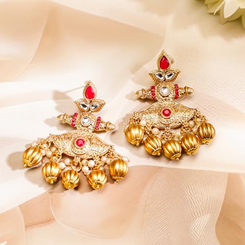 Image of Rubans Long Necklace Set Gold Plated Traditional Stylish Multicolour Jewellery Gift for Women & Girls