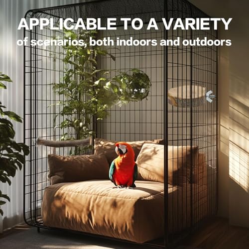 CZWESTC 8 Pieces Natural Wood Bird Perch Stand Fork Toys - Multi-Branch Platform Hammock Swing for Macaws, Small Parakeets, Conures, Budgies, Finches