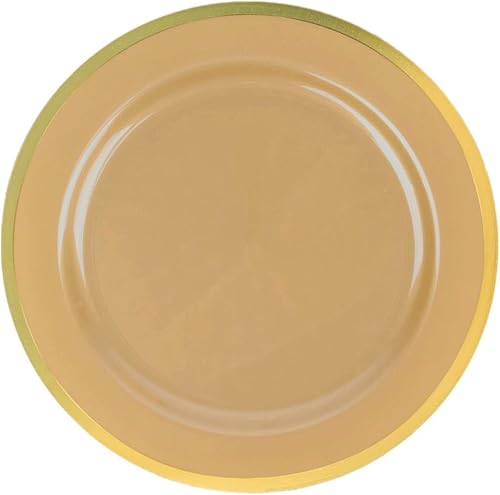 Miniatura 7 de Efavormart - Paquete de 10 platos de postre redondos de plástico Regal Gold de 7 pulgadas, platos desechables para ensalada