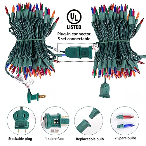 Image of Minetom 100 Counts Clear Christmas String Lights 26.5 Feet Warm Mini Lights Waterproof for Indoor Outdoor Patio Wreath Garden Wedding Party Thanksgiving Holiday Xmas Tree Decorations, Multicolored