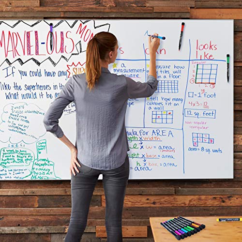 Magnetic Dry Erase Markers Fine: 12 Colors Erasable Whiteboard Markers Fine Point with Eraser Cap, Low Odor White Board Dry Erase Pens Fine Tip for Teachers, Home, Office and School Supplies
