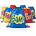 Podzly - 12 Superhero Drawstring Bag Party Favors - Cute Cinch Sling Backpacks for Boys, Girls, Kids - Birthday Gift Bags, Little Superhero Toddler Gift - Ideal for School, Beach, Trips, and Parties.