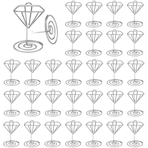 MisFun 30 Pièces Porte Nom Table, Porte Photo Pince, Porte Photo sur Pied, Porte Cartes de Table pour Mariages, Porte Numero de Table, pour Noël le Banquet...