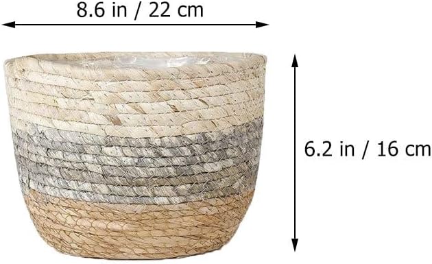 GANAZONO Straw Woven Plant Pot Rattan Basket Flower Pot Basket Handmade Flowerpot for Indoor Decor