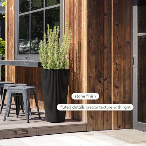 Image of Veradek Demi Series Tall Planter - Tall Tapered Outdoor Planter with Shelf