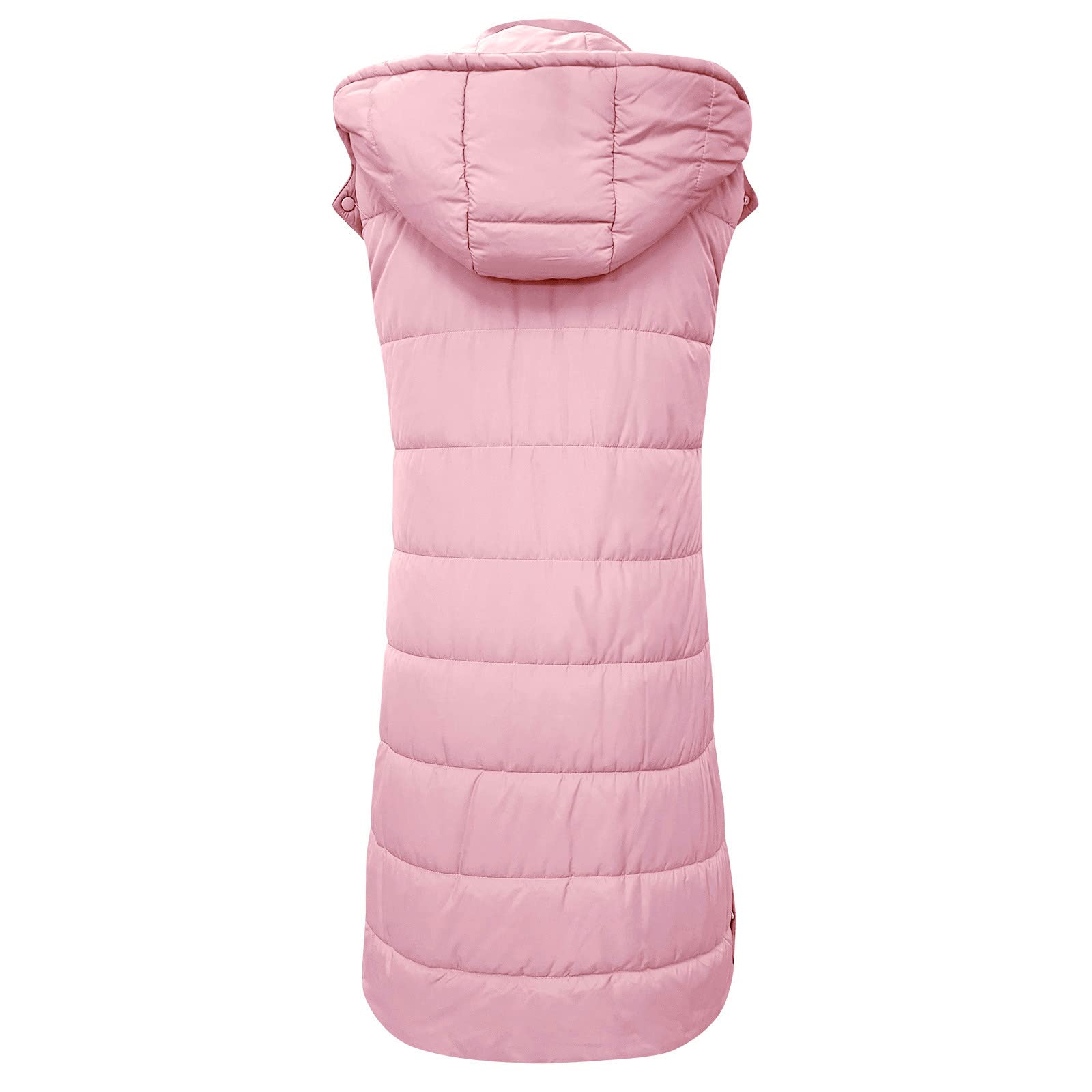 Chaleco largo de plumón para mujer, chaleco acolchado con capucha, chaqueta acolchada sin mangas, chaleco ligero a prueba de viento, chaleco con capucha para mujer, chaleco largo sólido, chaqueta de