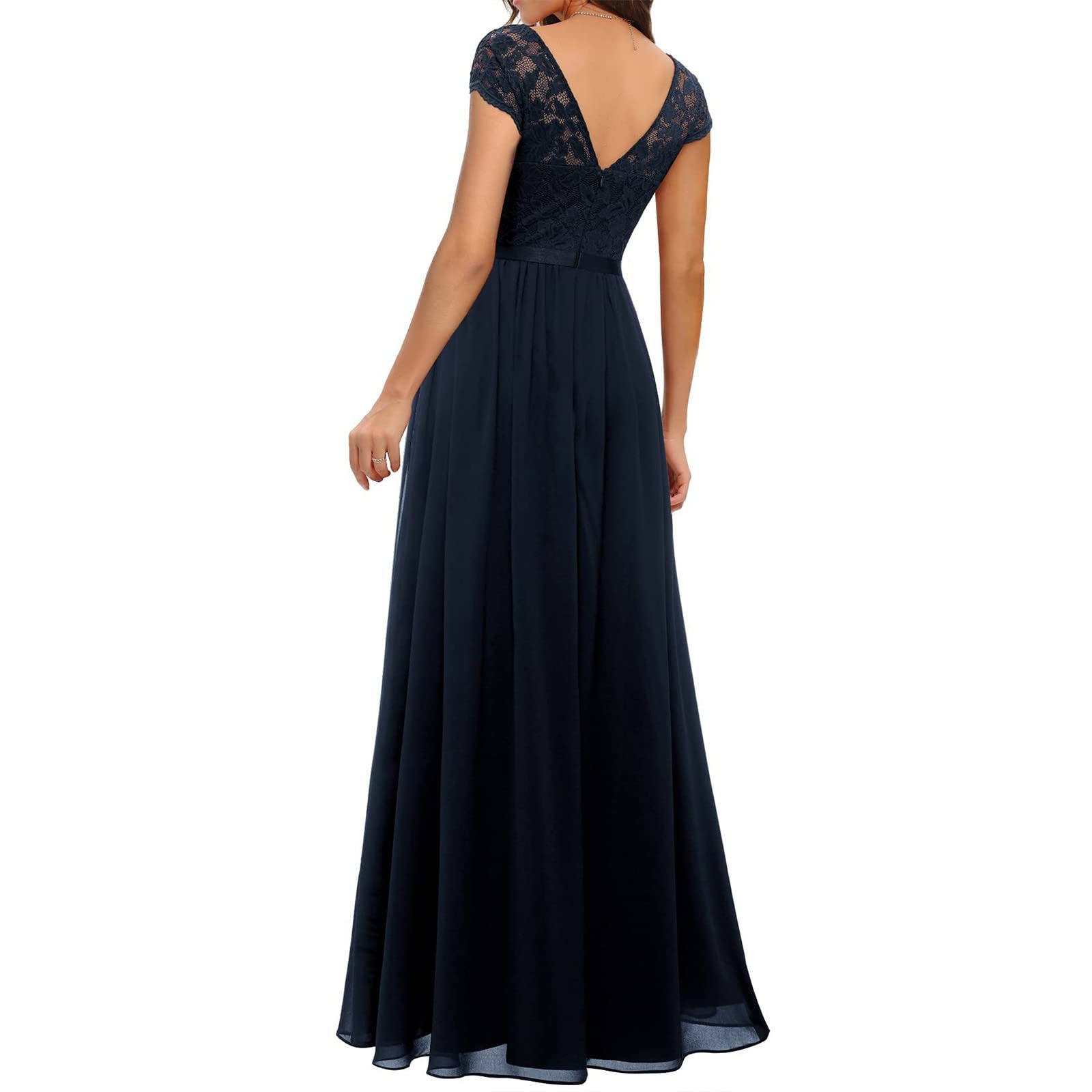 Generisch Abendkleider Elegant Für Hochzeit Partykleid Lang Abendkleid Spitze Cocktailkleid Sommerkleid Leicht Kleider Chiffon Ballkleider Maxikleid
