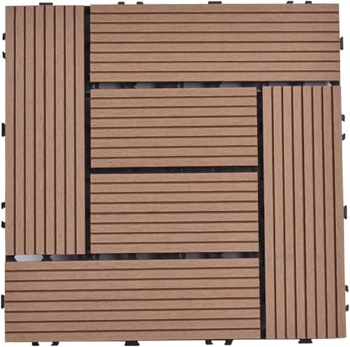 VUIKLCty 1 pz Legno plastica ad Incastro Pavimento Piastrelle Snap-on Balcone Esterno Piastrelle Prato Serra Giardino Patio terrazza pavimentazione(Apricot)