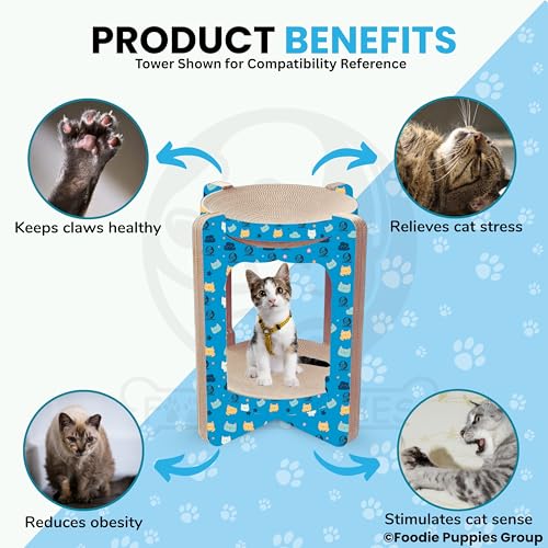 Image of Foodie Puppies Oval Cat Scratcher Replacement Refill Pads - Set of 2 | Durable, Eco-Friendly Cardboard Inserts for Cat Scratcher Base | Easy to Replace | Suitable for Cats & Kittens