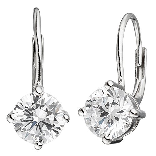 Preisvergleich Produktbild Boutons quadratisch 925 Sterling Silber rhodiniert 2 Zirkonia Ohrringe Ohrhänger