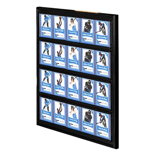 Franklin Sports Baseball + Trading Card Display Frame - Card Display Case for Sports, Collector + Trading Cards -Wall Mounted Card Display Case - 20 Top Loaders Included,Black