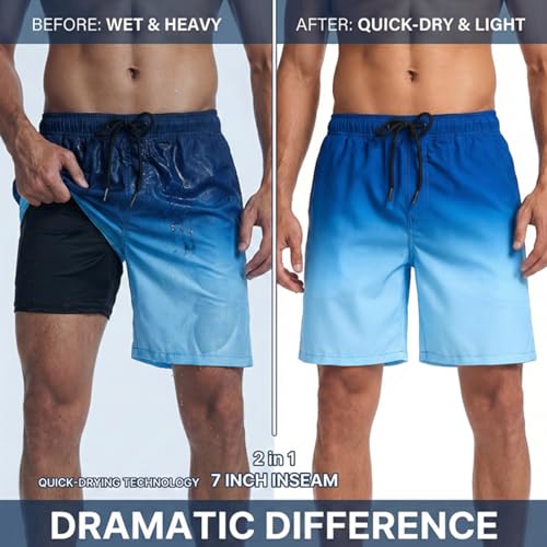 Image of Keevoom Mens Swim Trunks Compression Liner Swimming Shorts Swimwear Quick Dry Swimsuit Bathing Suits Board Shorts