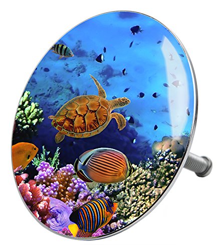 Sanilo Badewannenstöpsel Ocean, Stöpsel für die Badewannen deckt den kompletten Abflussbereich ab, universal mit Motiv