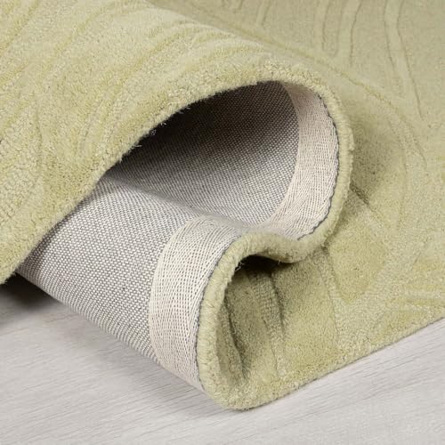 Image of Hand-Tufted Woolen Large Carpets for Living Room 8x10 feet Olive Color Anti-Skid Area Rug High Pile Thick Carpet & Rugs for Hall & Bedroom