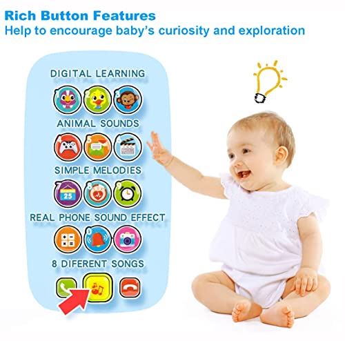 Baby Spielzeug ab 1 Jahr Kinderspielzeug ab 1 Jahr, Lernspaß Smart Phone mit Liedern Geräuschen Wörter Sätze und Blinkenden Lichtern, Lernhandy 12 Monate Kinder Geschenk 1 Jahr Mädchen Rosa