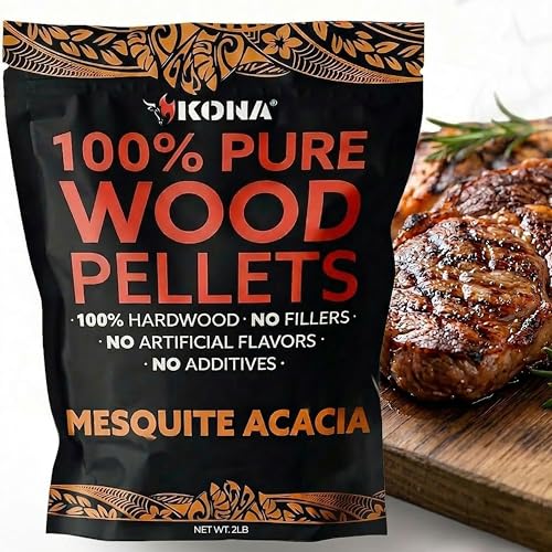 Kona 100% Mesquite Smoker Pellets, Intended for Ninja Woodfire Outdoor Grill, 2 lb Resealable Bag