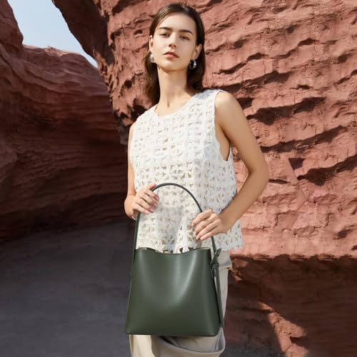 BOSTANTEN Bucket Bag Vegan Leather Shoulder Purses for Women Trendy Adjustable Strap2