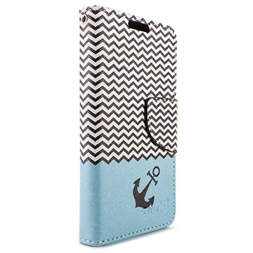 Lg Lancet Case, Flip Stand Wallet [Coveron® Carryall Pouch Series] Tough Textured Design [Credit Card Id Slots And Wristlet Strap] Phone Cover Case For Lg Lancet Vw820 - Chevron Anchor #TOP4