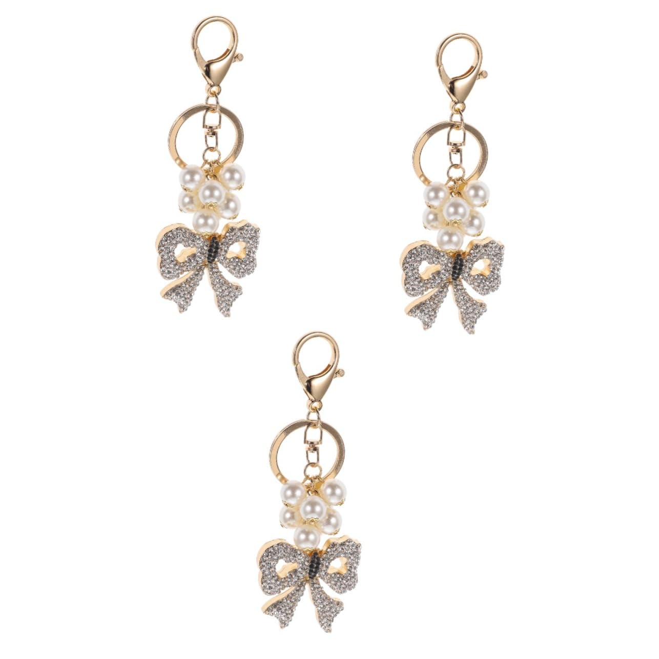 COLLBATH 3stücke Decorative Bowknot Schlüsselanhänger Mit Perlen Und Strass Eleganter Taschenanhänger Für Handtaschen Und Rucksäcke Für Und Besondere Anlässe