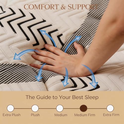 Image of Queen Mattress 14 Inch Mattress Hybrid with Memory Foam and Pocket Springs for Motion Isolation Breathable and Cooling Comfort Medium Firm Support Fiberglass Free 365-Night Trial