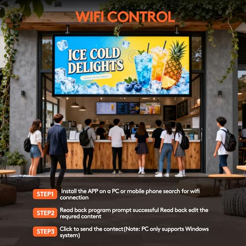 Image of P5 Programmable LED Signs 65 inchx34 inch IP65 Waterproof Outdoor Digital Display with WiFi & USB Control, Full-Color 320x160 SMD Scrolling Text /Image /Video Advertising Board for Business
