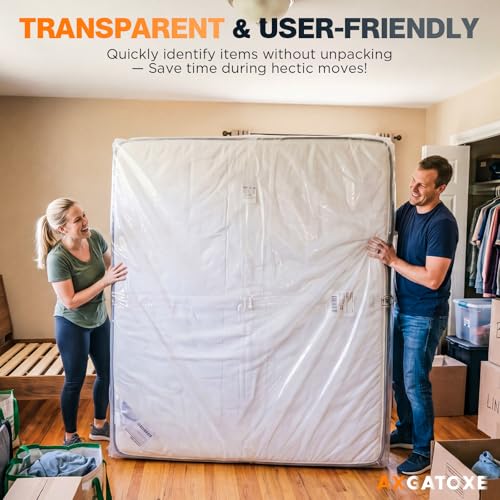 Axgatoxe Plastic Mattress Bag for Moving Storage, Queen Size (1.5MIL) - Image 4
