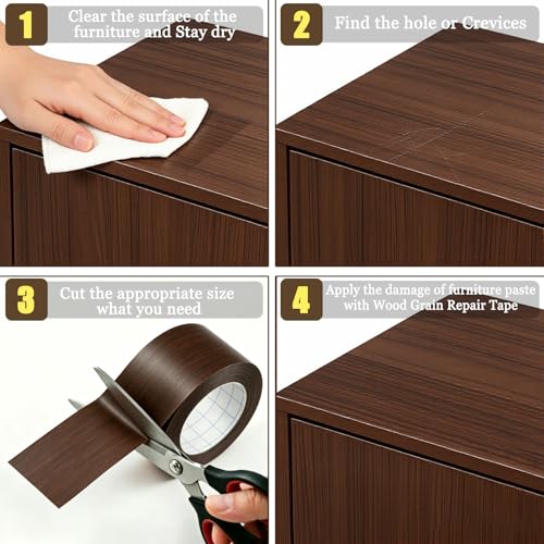 Image of GSCIT Club Walnut Tape, 2.3 inch X 15ft Self Adhesive Wood Grain Tape Walnut Repair Patch for Tables, Chairs, Baseboards, Doors, Windows, Floors, Handicraft DIY.