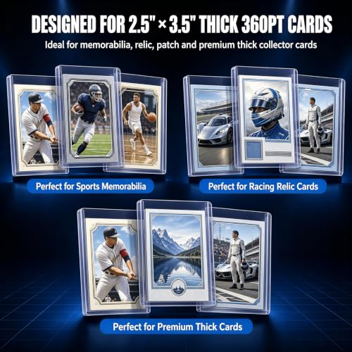 Image of DEDC 20 Top Loader Thick Card Load Holder Storage for Trading Cards Sports Sleeves Hard Plastic 360 Point Protective Toploaders 3 inchx4 inch Rigid Memorabilia Collectibles