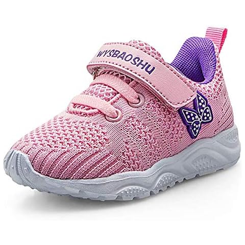 Baby Girls Trainers Boys Running Shoes Toddlers Breathable Walking Shoes Kids Lightweight Fashion Sneakers(5UK/Lable size21,Pink Cover