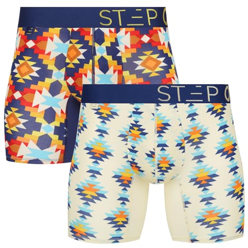 STEP ONE Mens Boxer Briefs, 2 Pairs – Viscose from Bamboo Anti-Chafing Underwear, Comfortable Moisture-Wicking with 3D Pouch