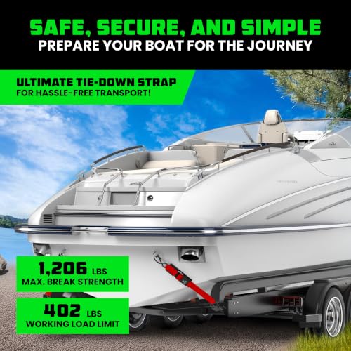 Image of Rhino USA Boat Transom Straps (2-Pack) - Trailer Tie Downs for Boats
