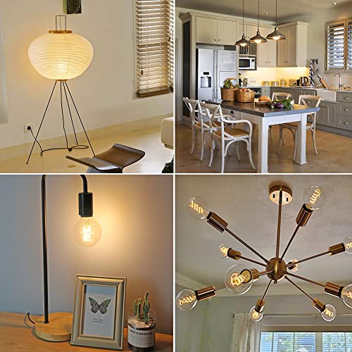 G25 Led Globe Light Bulbs，Antique Flexible Spiral Led Filament Light Bulb，Vintage Led Edison Bulb,4 Pack, Soft White 2700K,6W Equivalent To 60W， 600Lm， Dimmable With 80+ Cri，E26 Base,Clear Glass #TOP6