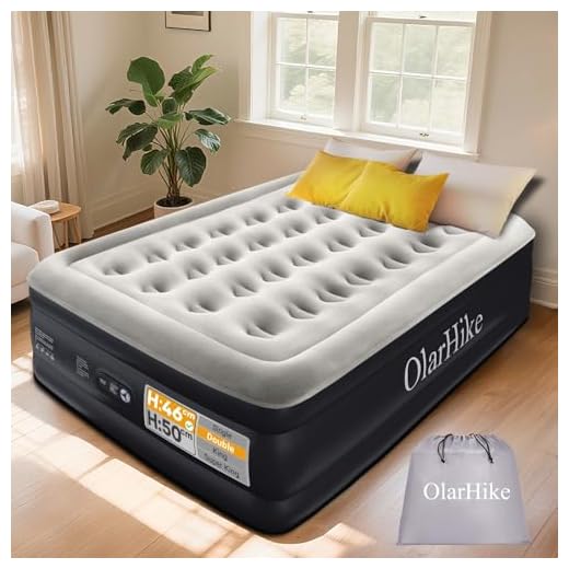 OlarHike Inflatable Mattress, Air Bed, Double Airbed with Built in Pump, Blow Up Mattress, Folding Guest Bed Self Inflating with Flocked Surface for Camping and Home Use, 190cm x 140cm x 46cm (Black)