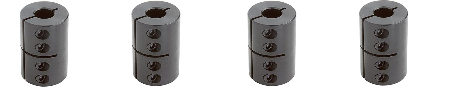 Climax Part CC-062-050 Mild Steel, Black Oxide Plating Clamping Coupling, 5/8 inch X 1/2 inch bore, 1 1/2 inch OD, 2 1/4 inch Length, 10-32 x 1/2 Set Screw (4)