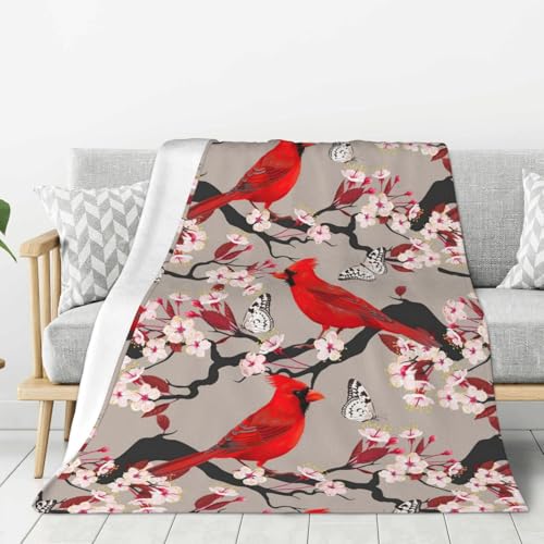 Ketbon Red Cardinal Bird Throw Blanket Premium Anti-Pilling Flannel Soft Warm and Lightweight 40x30