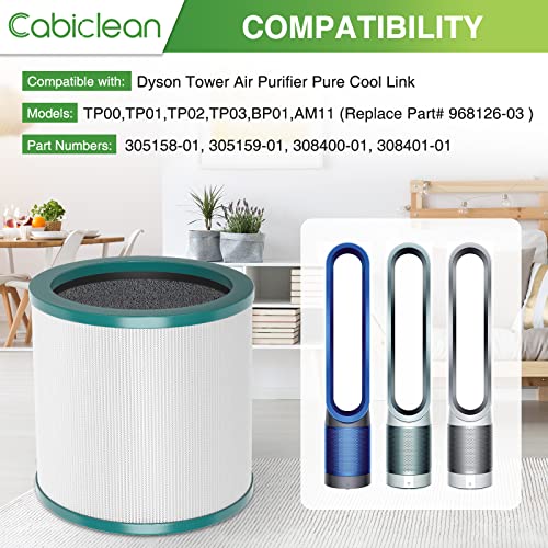 TP01 HEPA Filter Replacement Compatible with Dyson Tower Purifier Pure Cool Link TP01, TP02, TP03, AM11, BP01 Models, Replace Part 968126-03 (1 Pack)