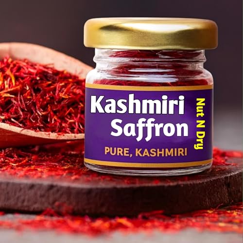 Image of Nut N Dry Original Kashmiri Saffron | Direct From kashmir | Premium Mongra Kesar Threads | 100% Pure Natural Zafran | Strong Aroma & Rich Color | For Milk, Kheer, Biryani & Skincare , saffron, kesir , (0.5 (Pack Of 1))
